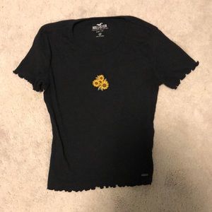 Cute embroidered sunflower crop top